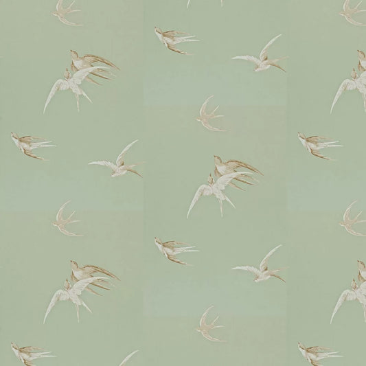 Swallows Wallpaper - Grey Green