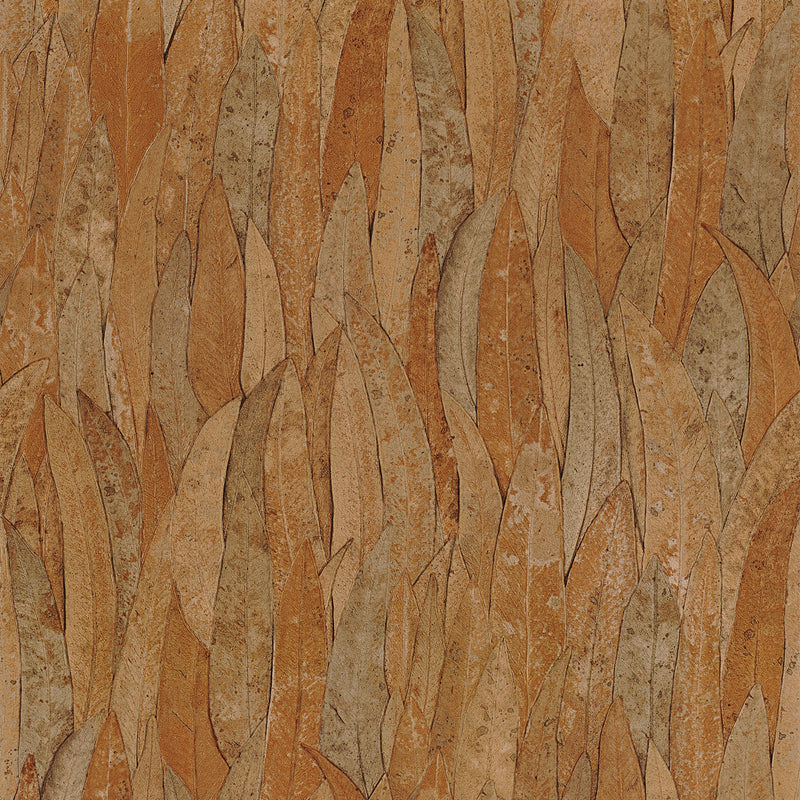 Sample - Neluwa Textured Leaves Wallpaper - Red