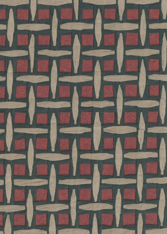 Basket Weave Grass cloth Wallpaper - Dull Red