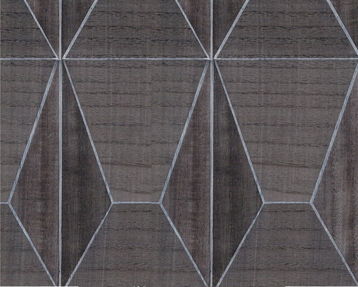 Real Wood Veneer Wallpaper - Dusky Olive/Silver