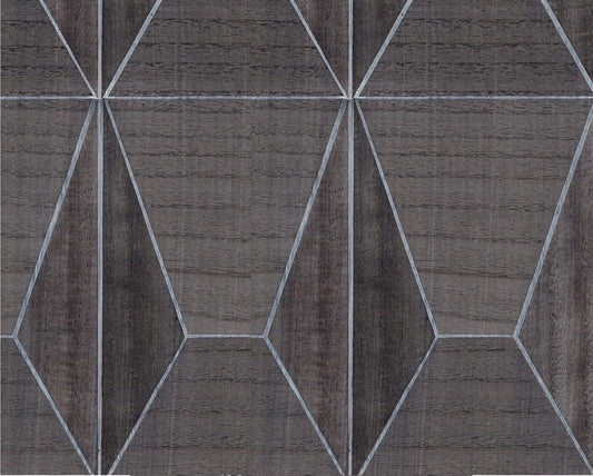 Real Wood Veneer Wallpaper - Dusky Olive/Silver