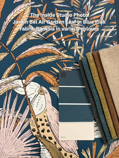 Jardin Bel Air Garden Leaf Wallpaper -  Blue Pink