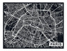 Paris City Art Map - Ebony - Custom Sized Wallpaper Mural (per m2)