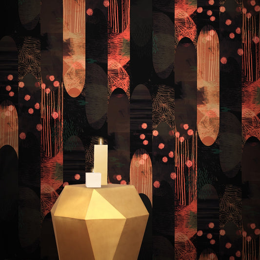 Ember Designer Wallpaper - Black & Orange
