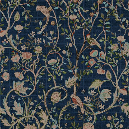 Sample – Whimsical Garden Chinoiserie Wallpaper – Navy