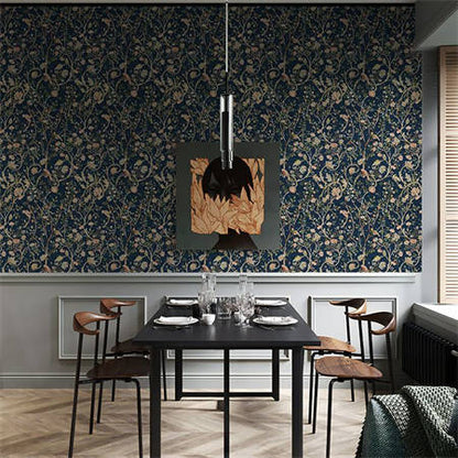 Whimsical Garden Chinoiserie Wallpaper – Navy