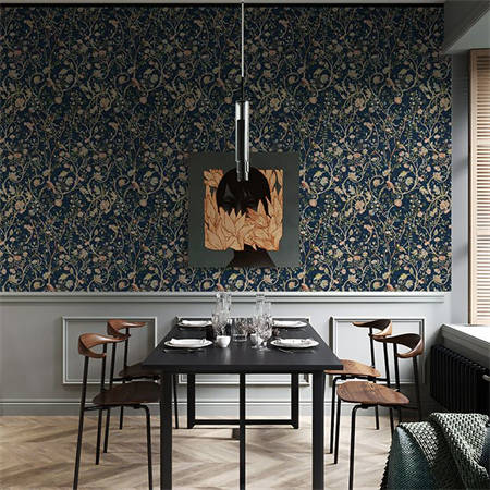 Whimsical Garden Chinoiserie Wallpaper – Navy