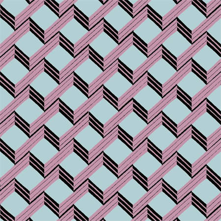 Sample – Ladder Geometric Wallpaper – Pink Aqua