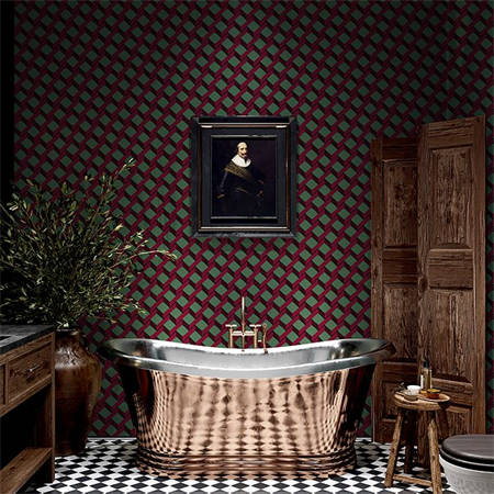 Ladder Geometric Wallpaper – Crimson Aqua