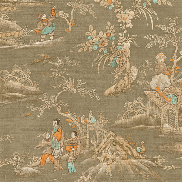 Sample – East Gardens Wallpaper – Bronze Brown