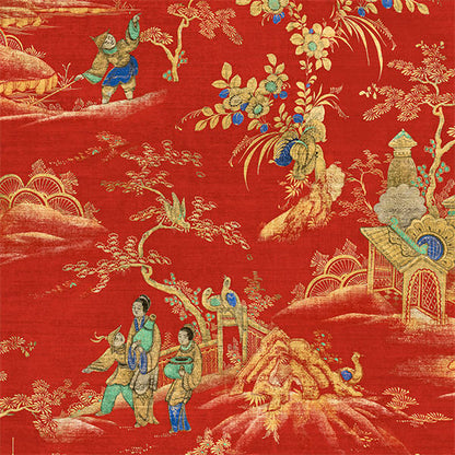East Gardens Wallpaper - Red Orange