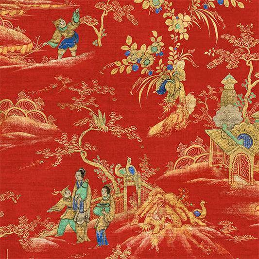 East Gardens Wallpaper - Red Orange