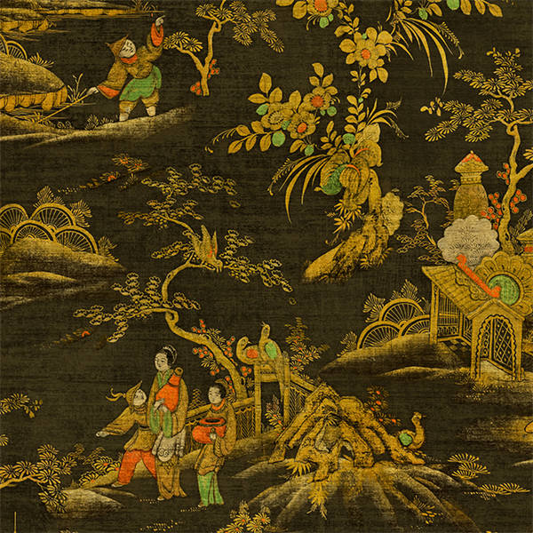 Sample - East Gardens Wallpaper - Black