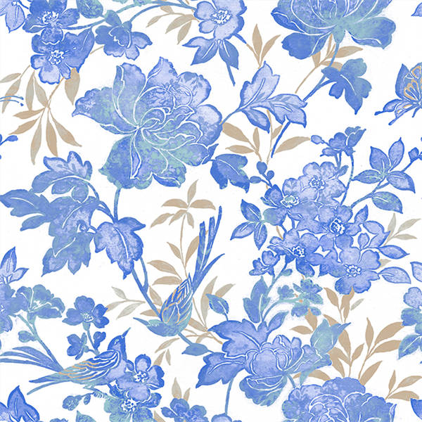Big Blue Blooms Wallpaper - Blue