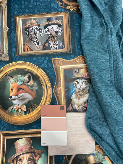 Regal Beasts - Whimsical Animal Wallpaper - Navy