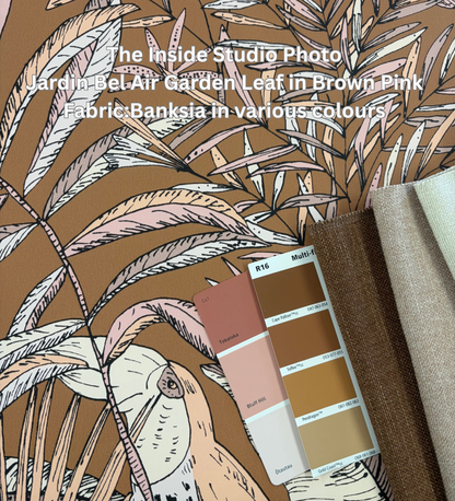 Jardin Bel Air Garden Leaf Wallpaper -  Brown Pink