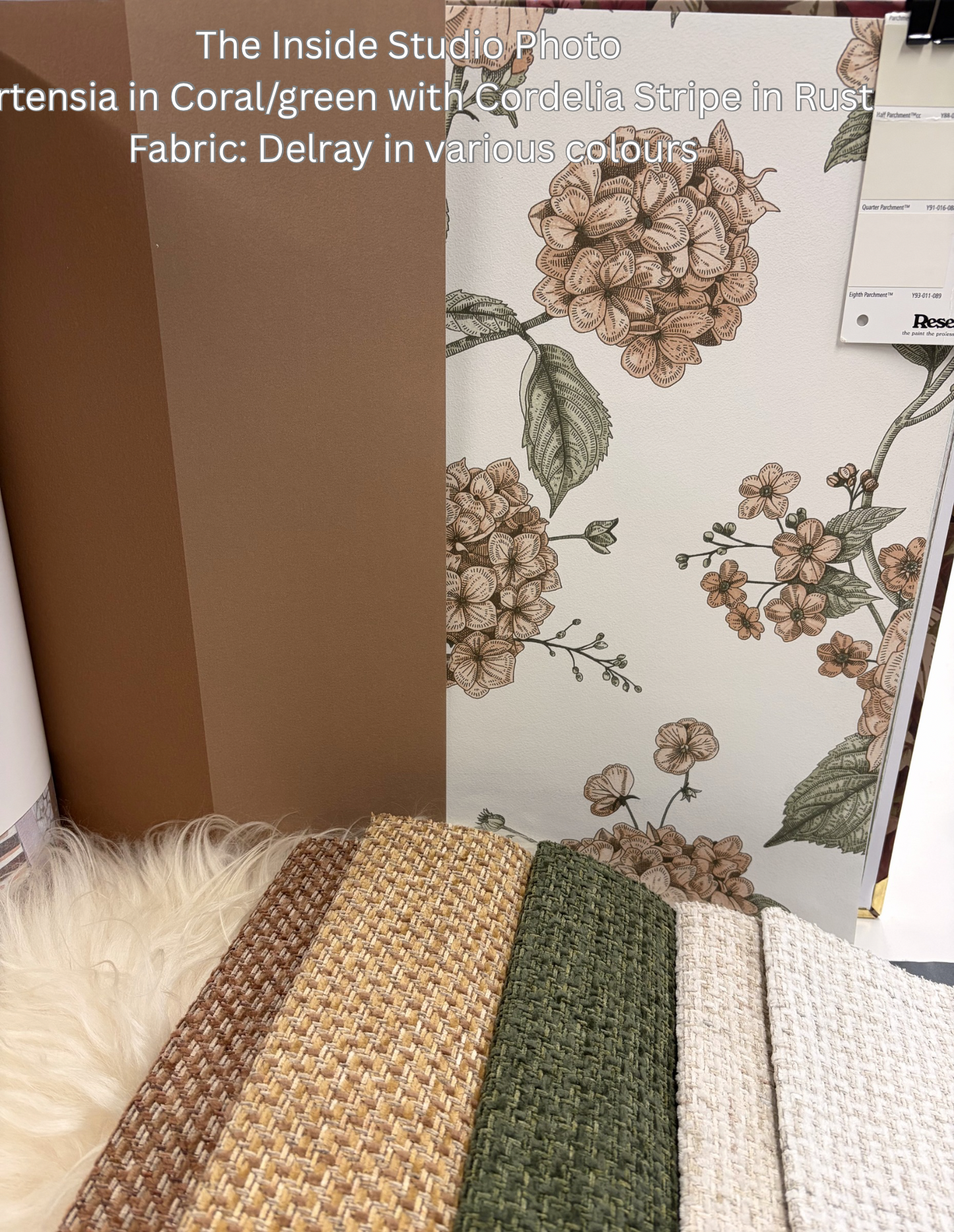Hortensia - Hydrangea Wallpaper - Coral/Green