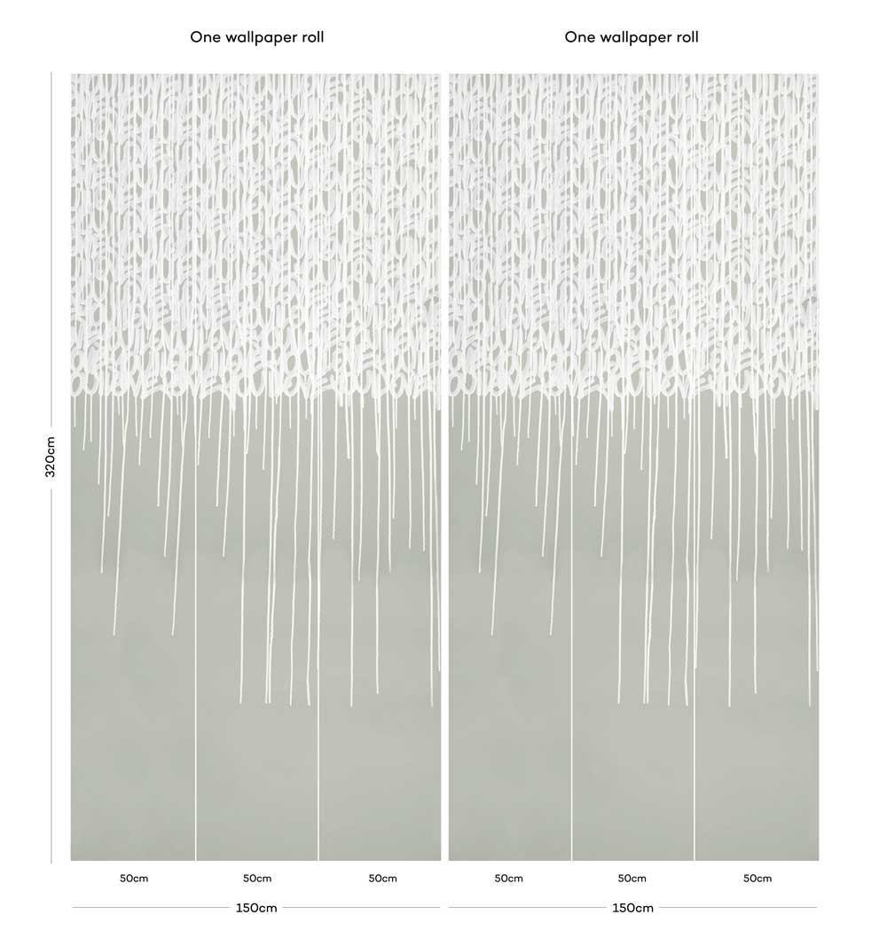 Enlightened Love - Sage - Custom Sized Wallpaper Mural (per m2)