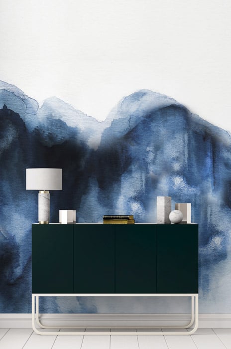 Blue Indigo Abstract Mural Wallpaper