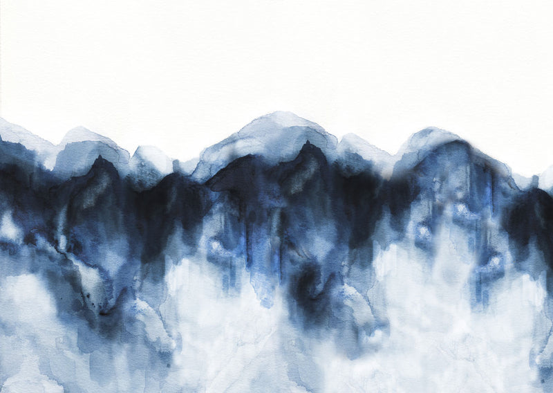 Blue Indigo Abstract Mural Wallpaper