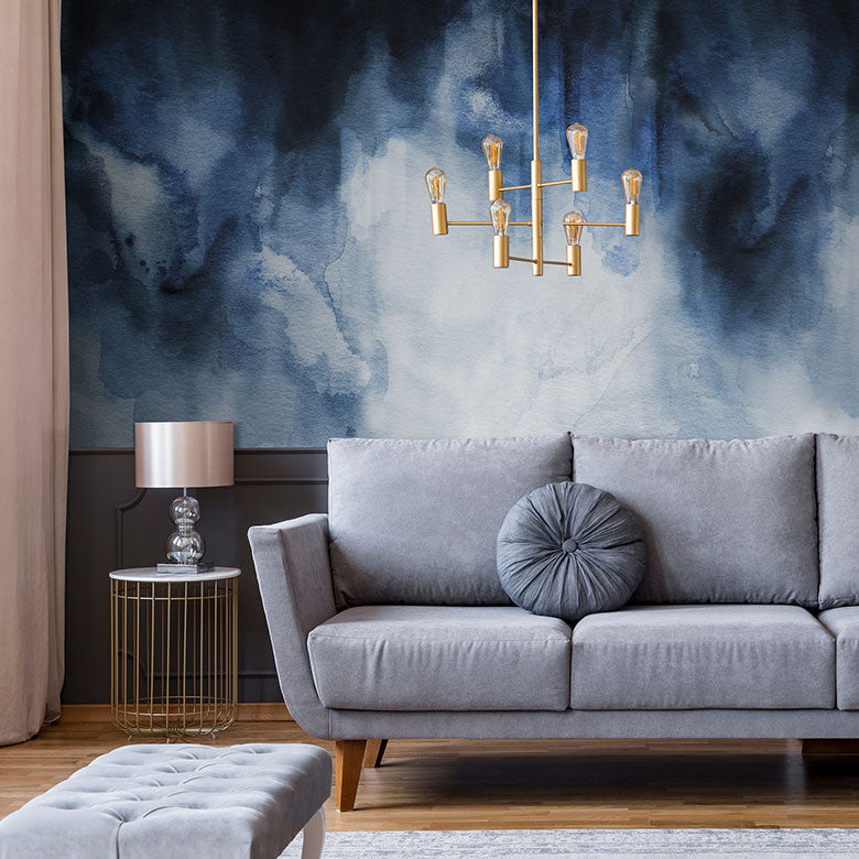 Blue Indigo Abstract Mural Wallpaper