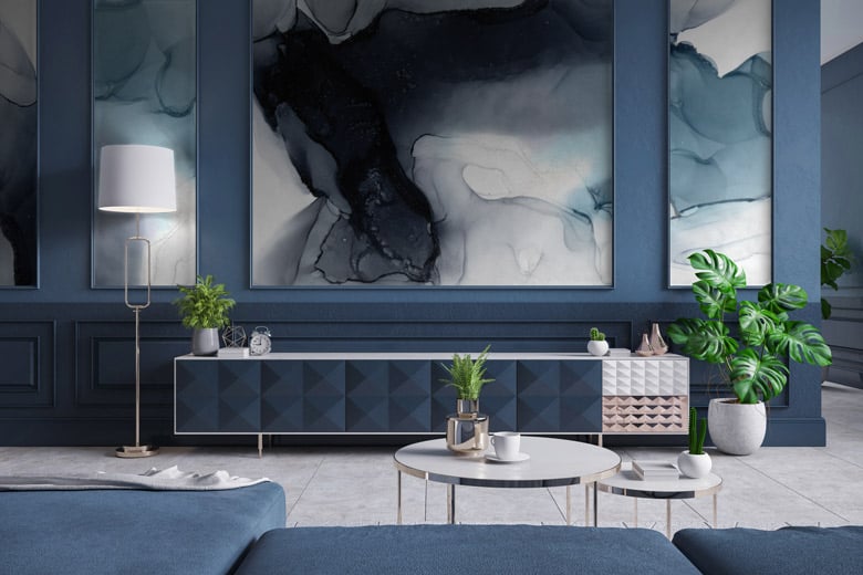Blue & Grey Abstract Wallpaper Mural