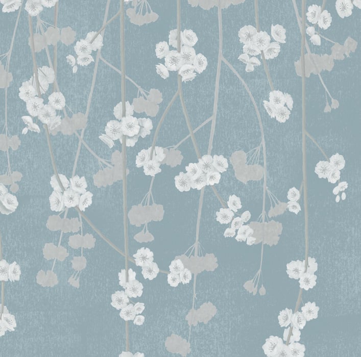 Cherry Blossom Wallpaper - Duck Egg
