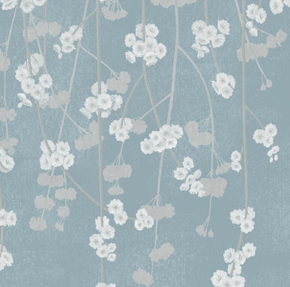 Cherry Blossom Wallpaper - Duck Egg