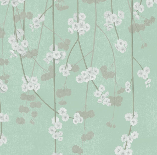 Sample - Cherry Blossom Wallpaper - Green