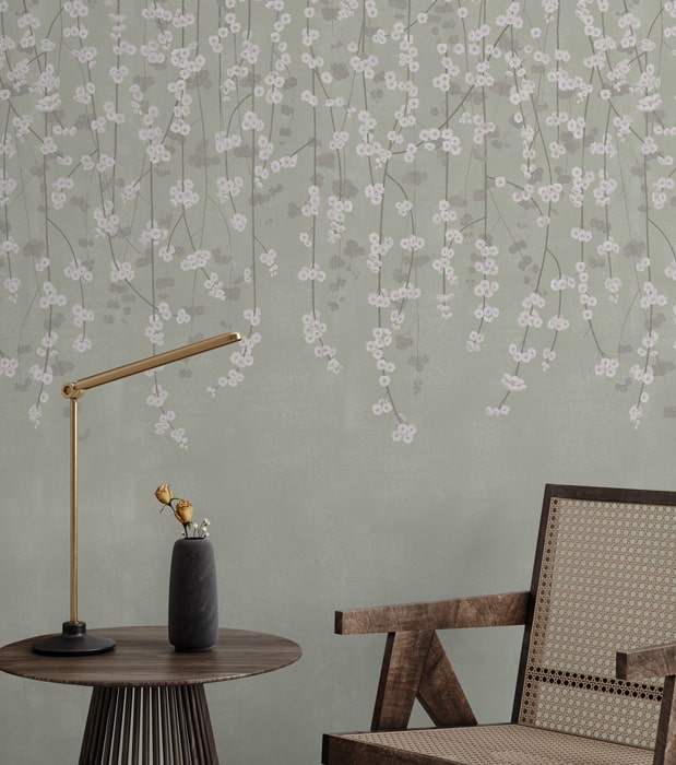Cherry Blossom Wallpaper - French Green