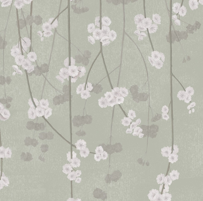 Sample - Cherry Blossom Wallpaper - French Green