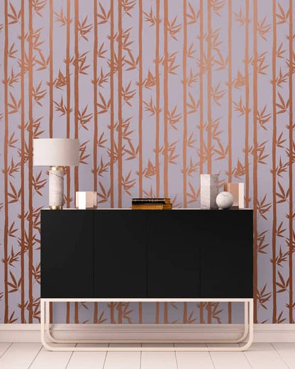 Waya Luxe Bamboo Wallpaper - Purple + Bronze