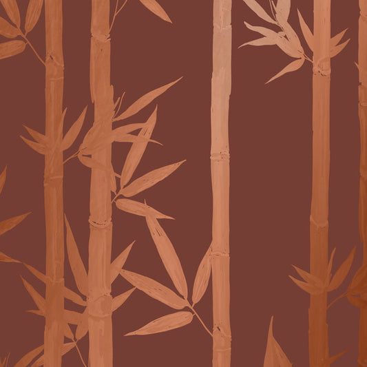 Waya Luxe Bamboo Wallpaper - Red + Bronze