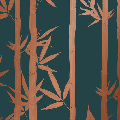 Waya Luxe Bamboo Wallpaper - Teal + Bronze