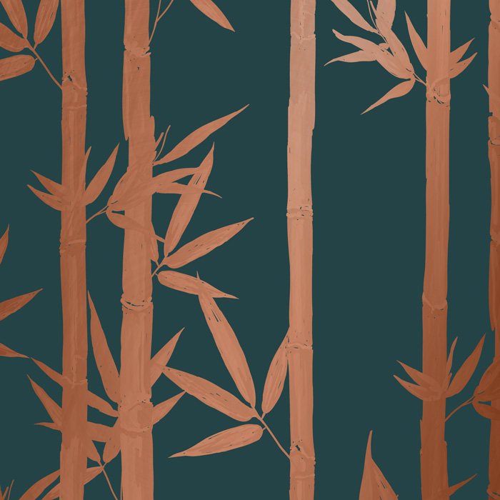 Sample - Waya Luxe Bamboo Wallpaper - Teal + Bronze