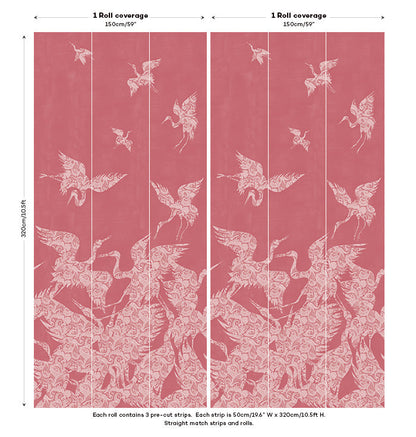 The Swoop Heron Hybrid Mural Wallpaper - Pink
