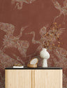 The Swoop Heron Hybrid Mural Wallpaper - Terracotta