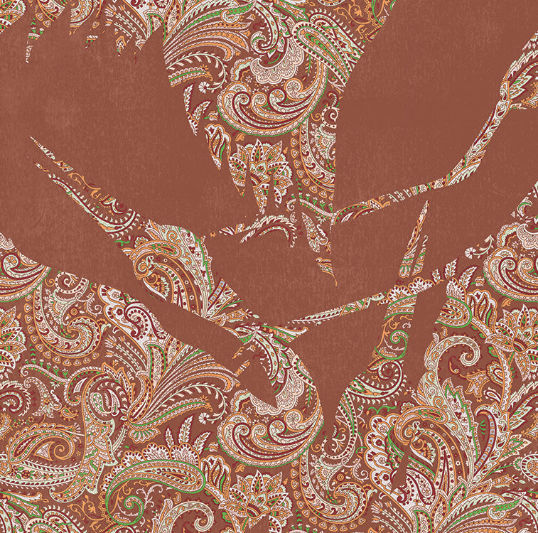 The Swoop Heron Hybrid Mural Wallpaper - Terracotta