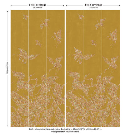 The Swoop Heron Hybrid Mural Wallpaper - Saffron