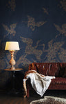 The Swoop Heron Hybrid Mural Wallpaper - Dark Blue