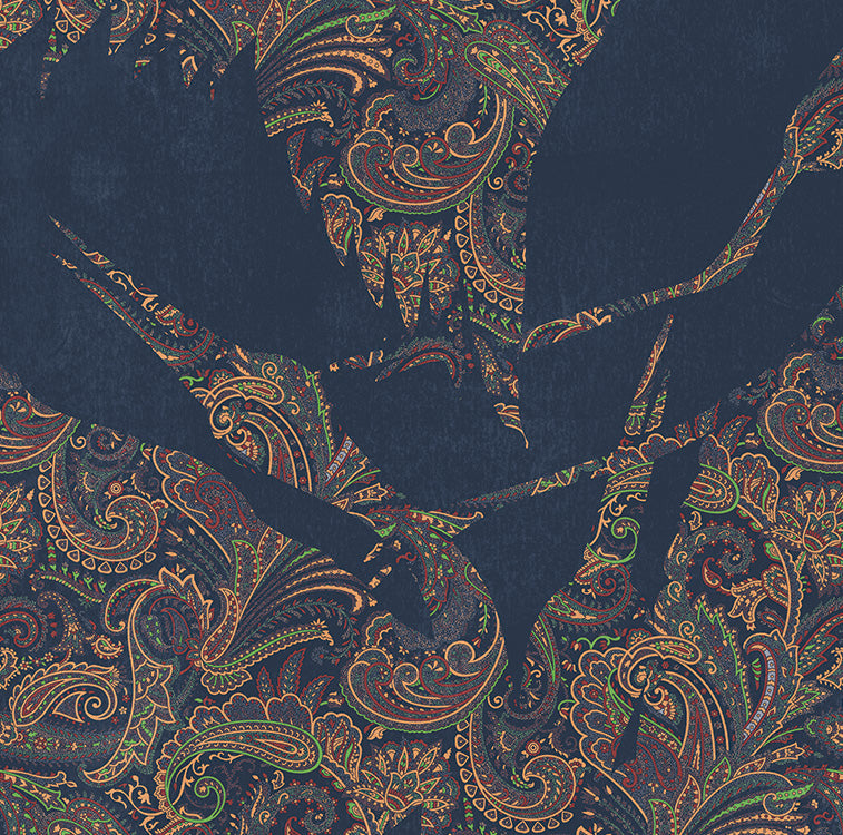 Sample - The Swoop Heron Hybrid Mural Wallpaper - Dark Blue