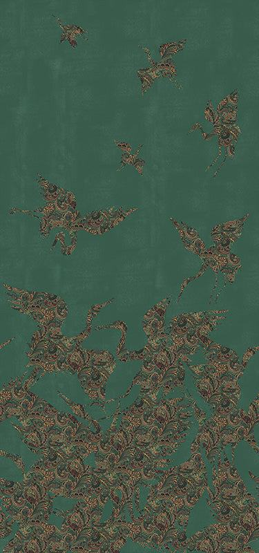 The Swoop Heron Hybrid Mural Wallpaper - Green