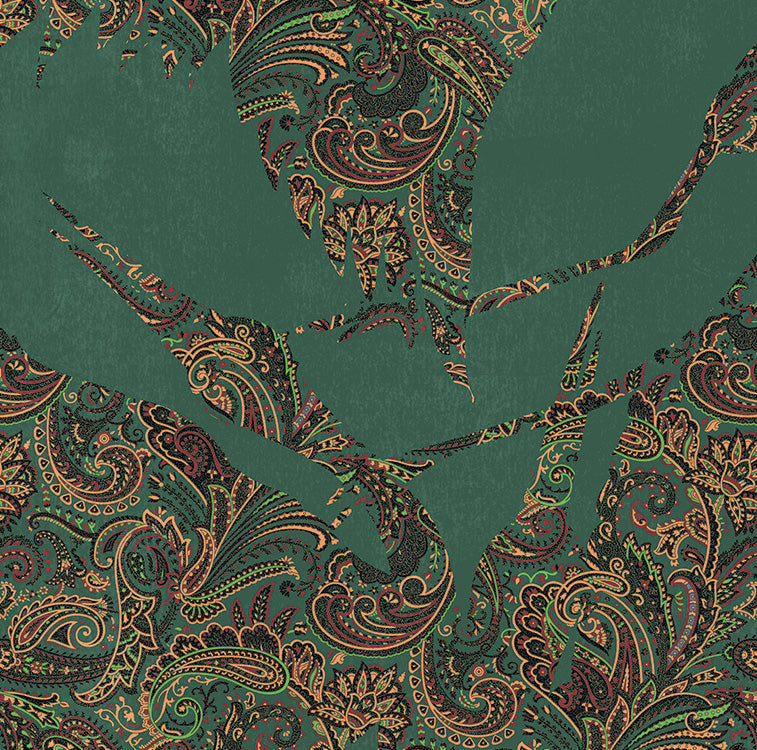 The Swoop Heron Hybrid Mural Wallpaper - Green