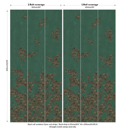 The Swoop Heron Hybrid Mural Wallpaper - Green