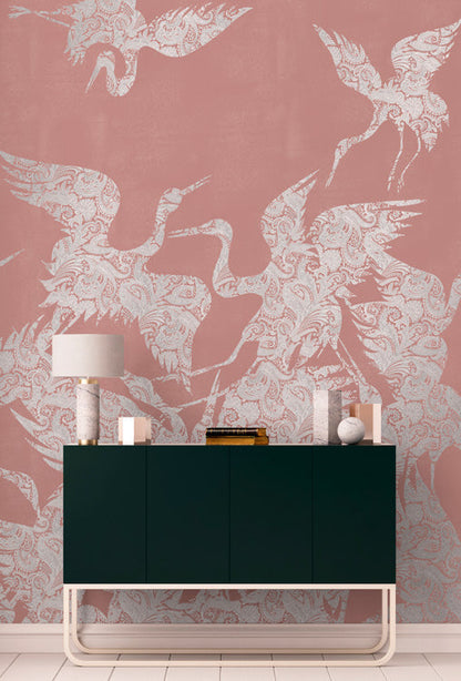 The Swoop Luxe Wallpaper - Silver Pink