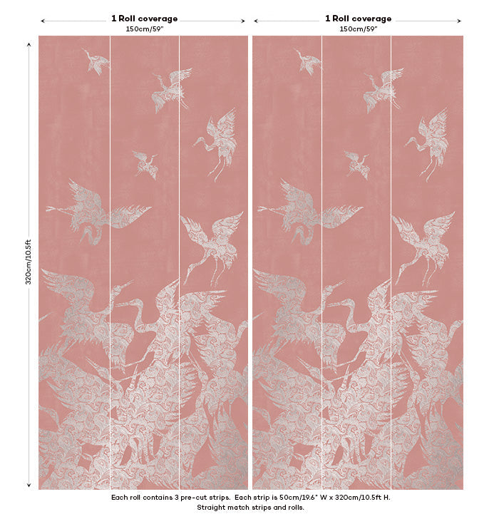 The Swoop Luxe Wallpaper - Silver Pink