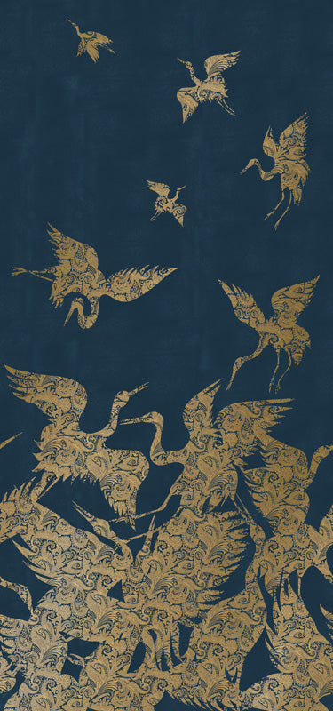 The Swoop Luxe Wallpaper - Blue Gold