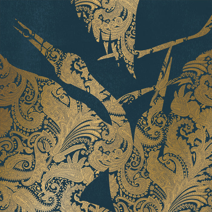 The Swoop Luxe Wallpaper - Blue Gold