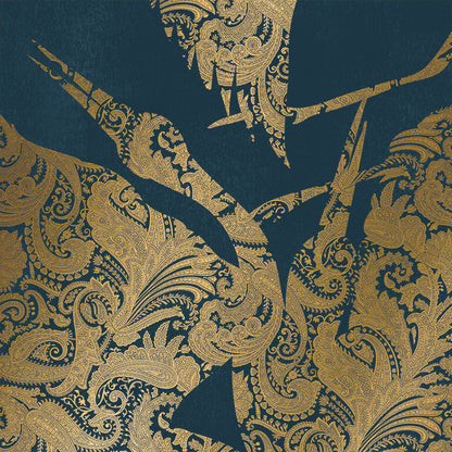 The Swoop Luxe Wallpaper - Blue Gold