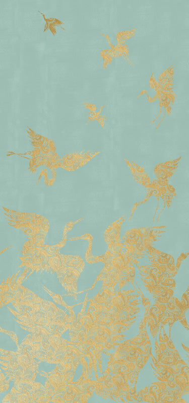 The Swoop Luxe Wallpaper - Sage Gold
